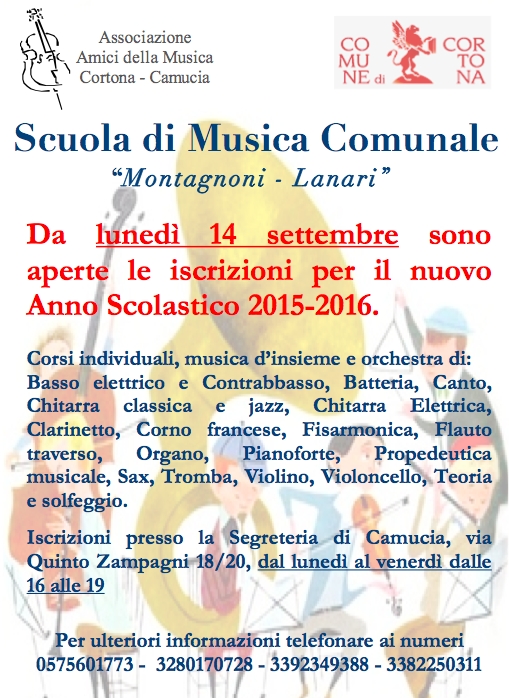 Cortona, iscrizioni aperte per la Scuola di Musica Comunale