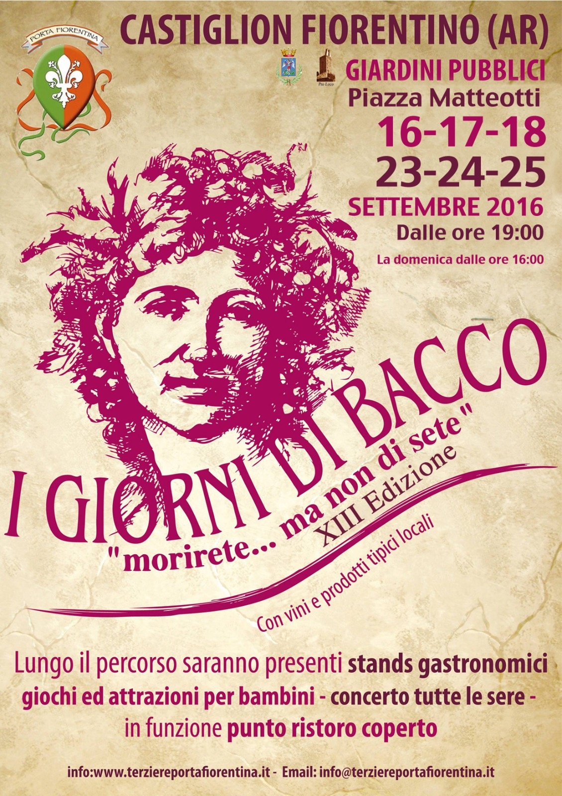 I giorni di Bacco: programma completo della kermesse promossa dal Terziere Porta Fiorentina