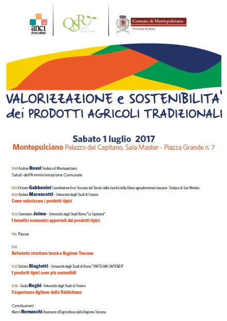 'Valorizzazione e sostenibilità dei prodotti agricoli tradizionali', convegno a Montepulciano