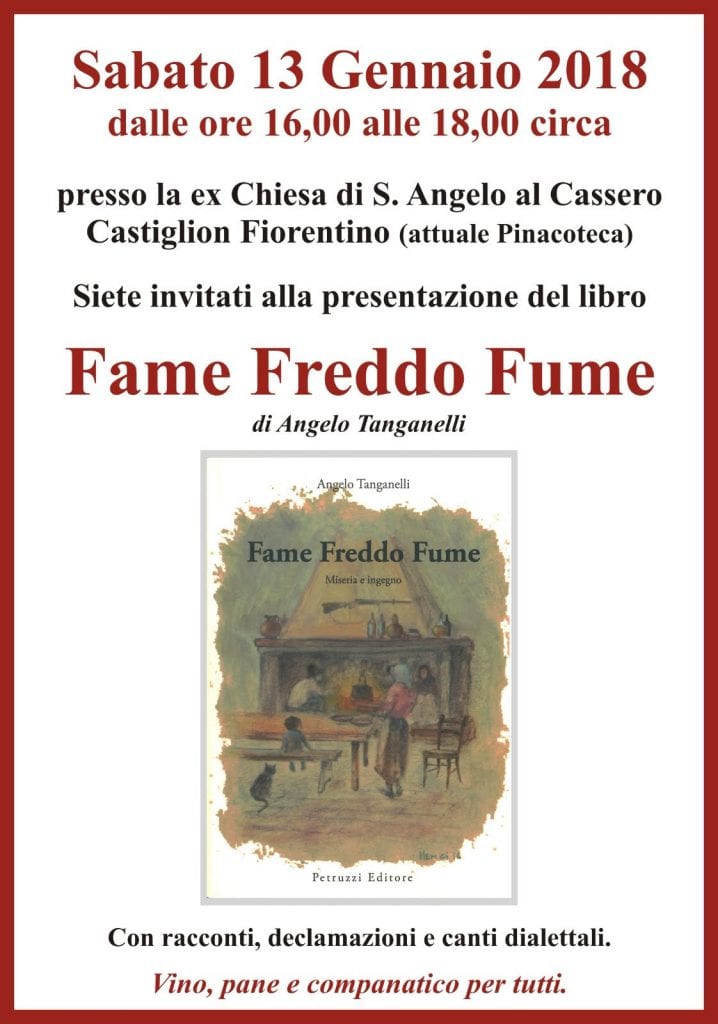Fame freddo fume, presentazione del libro di Angelo Tanganelli a Castiglion Fiorentino