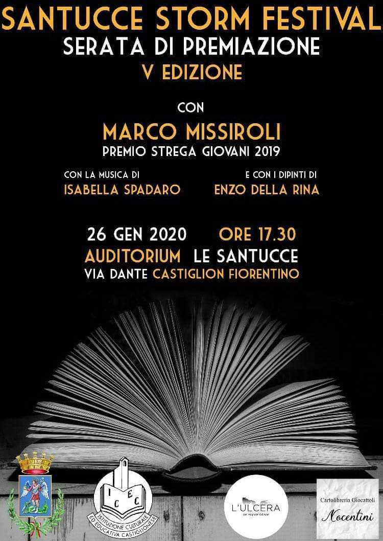 Marco Missiroli, Premio Strega Giovani 2019, a Castiglion Fiorentino per il finale di Santucce Storm Festival